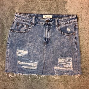 Distressed Denim Skirt